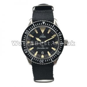 Black Dial Fake Omega Seamaster Watch UK Made From Stainless Steel